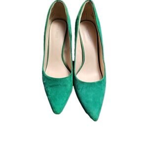 9 Womans Nine West Gwendle Green Faux Suede Pointed Toe High Heels